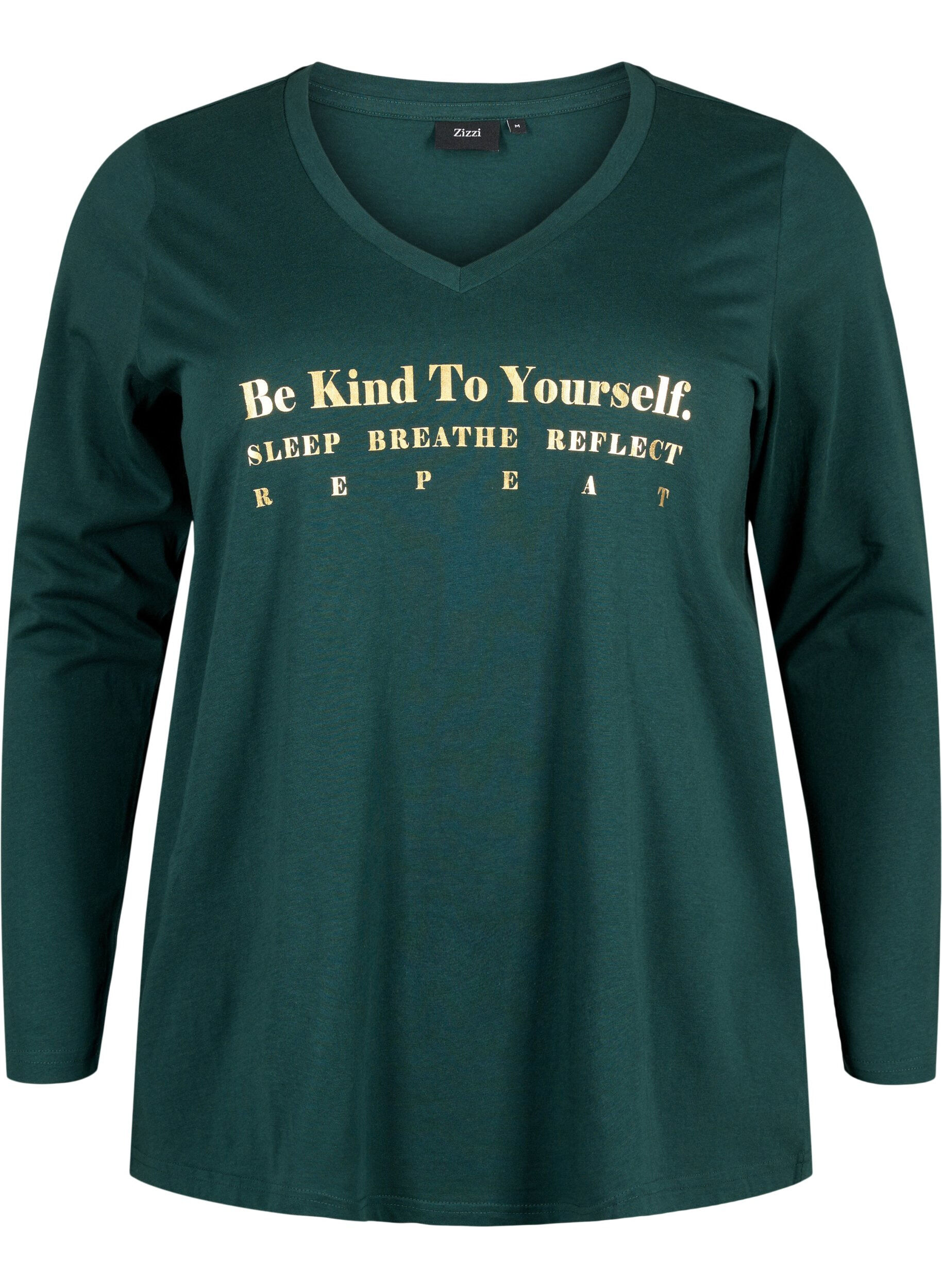 Zizzi Bawelniana koszula nocna z nadrukiem tekstowym, Scarab, Packshot image number 0