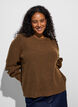 Sweter z ryfionymi rekawami w ksztalcie balon&oacute;w, Brązowy, Model image number 0