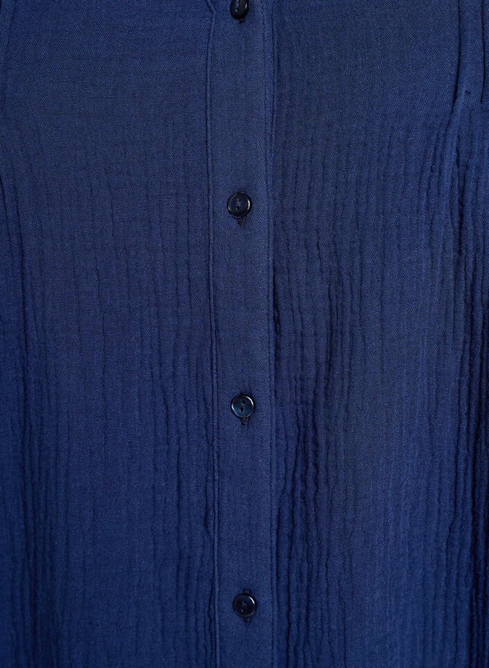 Bluzka z bawelnianej muslinowej tkaniny z haftowanymi detalami, Niebieskie, Packshot image number 2