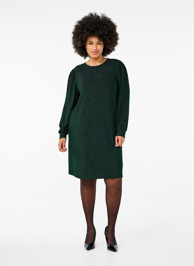 Sukienka w zygzakowaty wzór z brokatem, Scarab ZigZagShimmer, Model image number 2