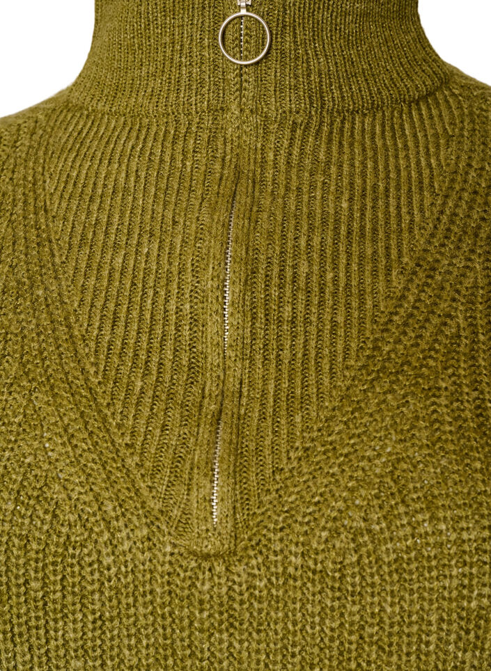 Sweter z wysokim kolnierzem i zamkiem blyskawicznym, Zielony, Packshot image number 2