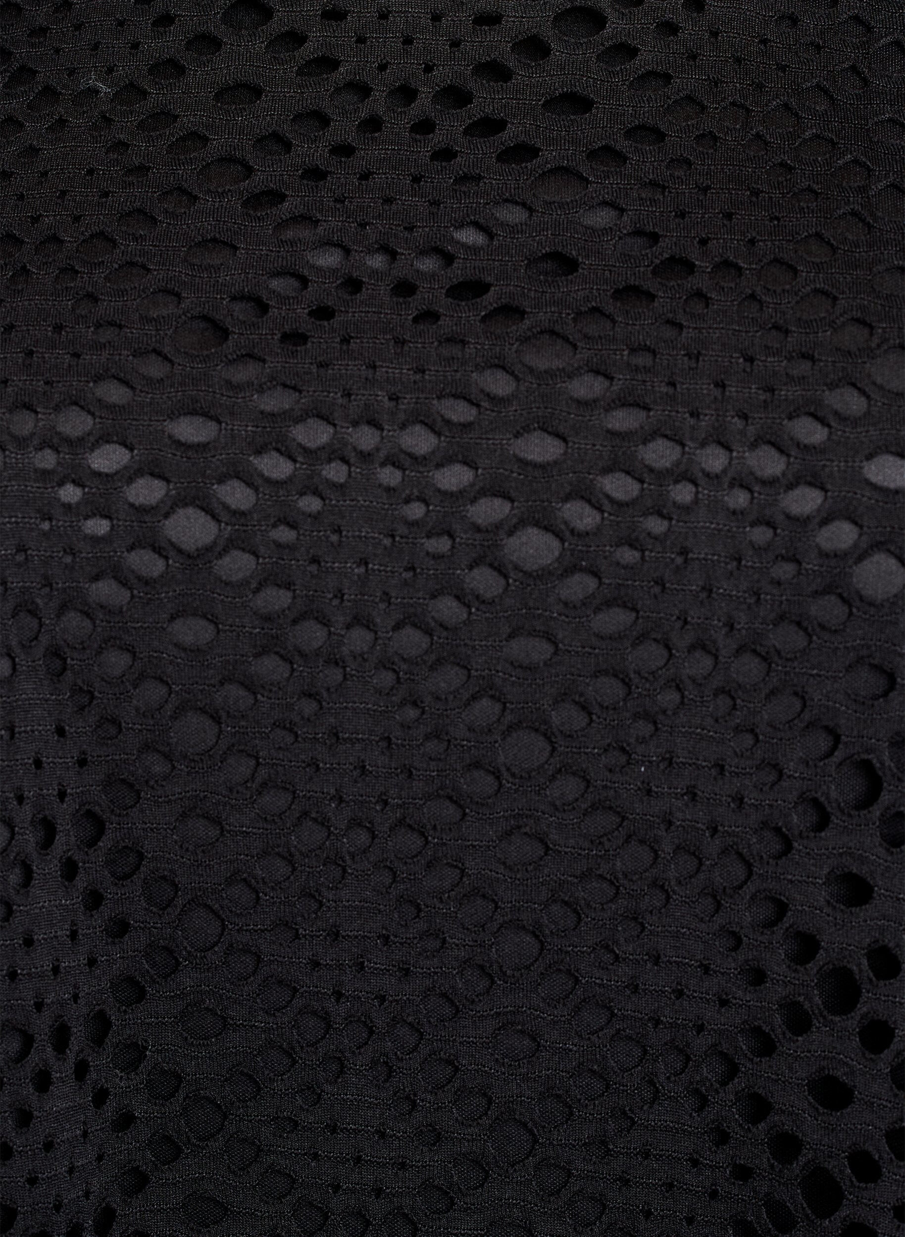 Zizzi Sukienka do kolan z oczkowym wzorem i kr&oacute;tkimi rekawami, Czarne, Packshot image number 2