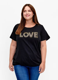 Bawelniana koszulka z foliowym nadrukiem, Black W. Love, Model