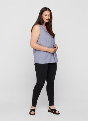 Sleeveless top with tie detail, Silver Bullet, Model image number 2