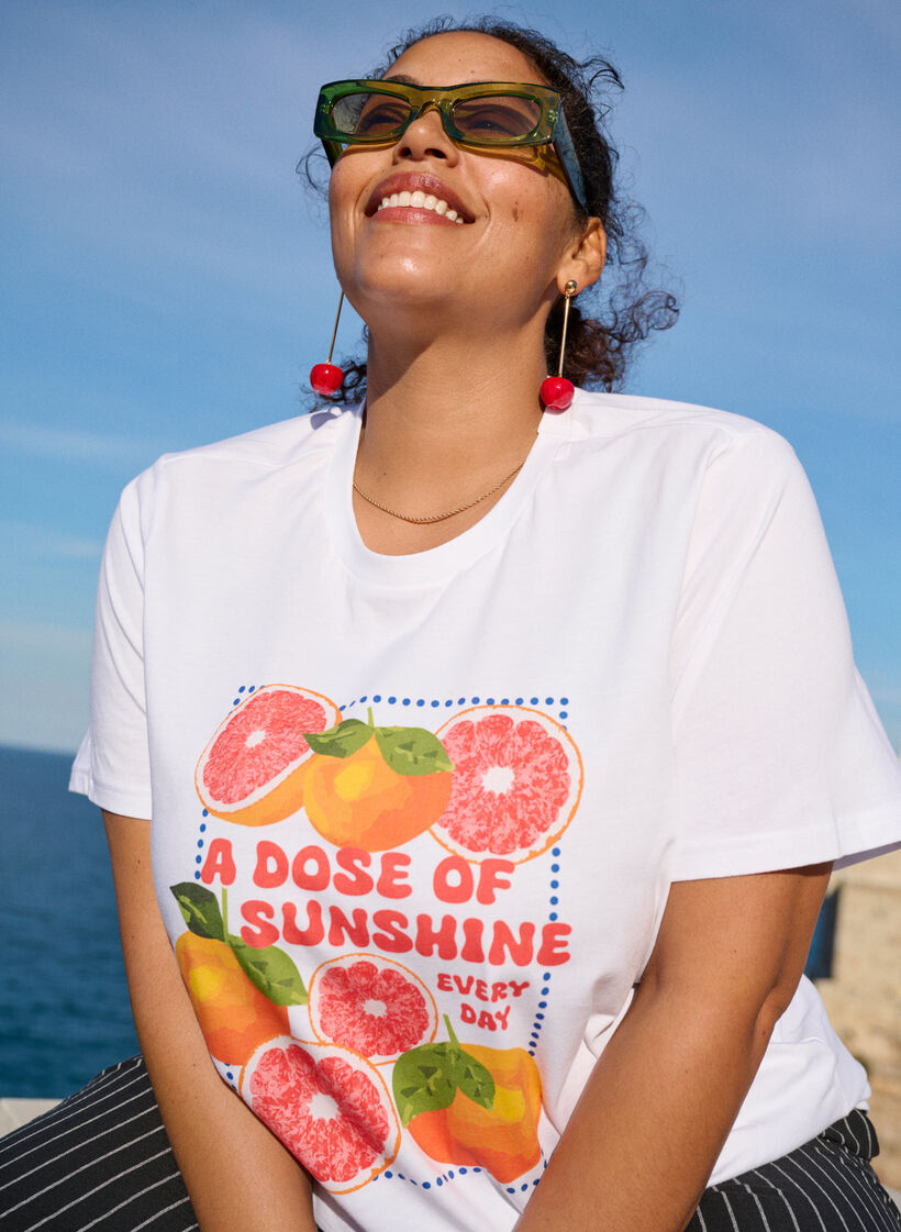  Koszulka z motywem cytrusów z bawelny organicznej, Biały, Image image number 0