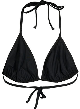 Biustonosz trójkatny od bikini z krepa, Black, Packshot image number 1