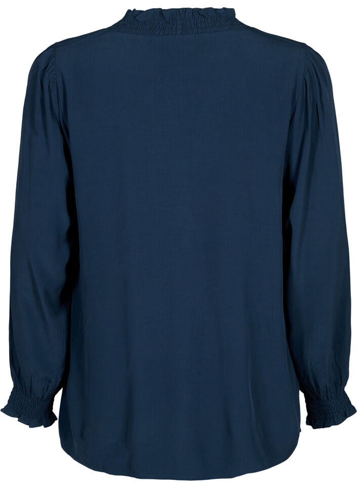 Wiskozowa bluzka koszulowa z dlugimi rekawami, Total Eclipse, Packshot image number 1