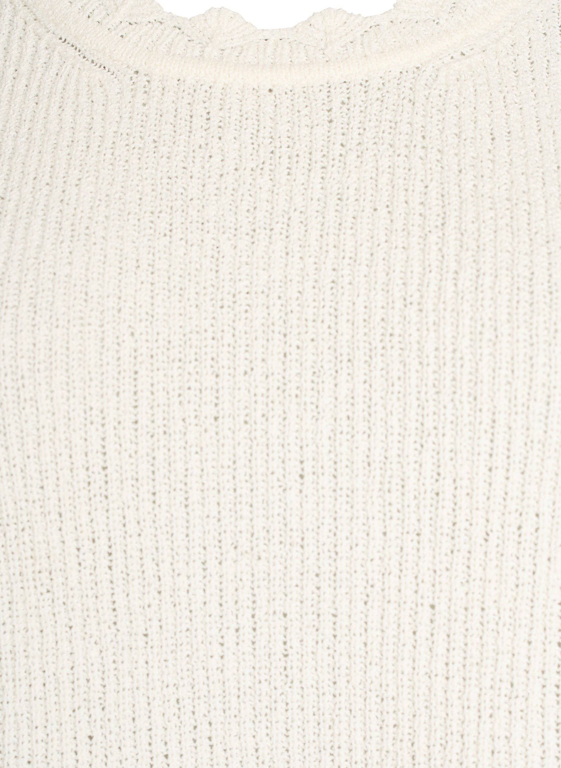 Zizzi Bluzka dzianinowa z haftami oczka i rekawami 1/2, Biały, Packshot image number 2