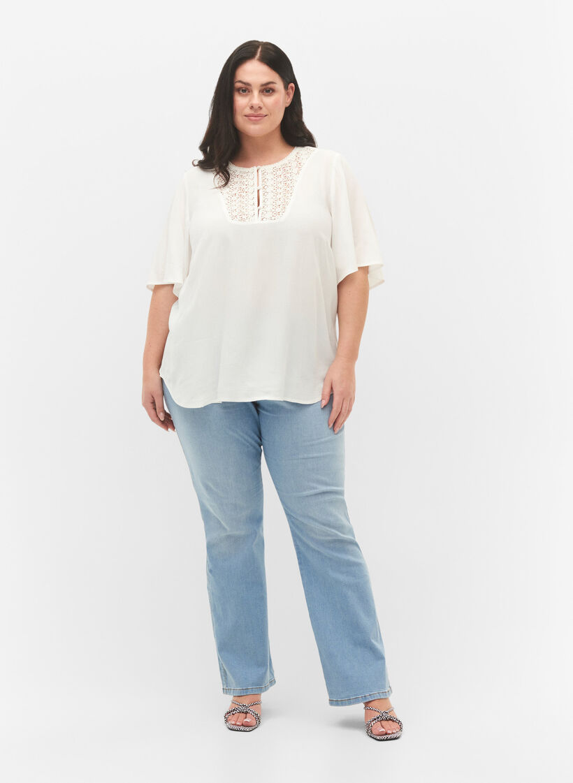 Bluzka z wiskozy z rekawami 1/2 i haftowanym wzorem, Snow White, Model image number 2
