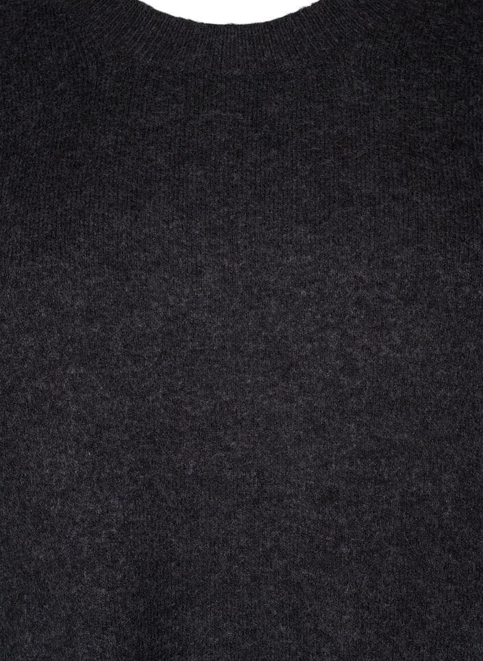 Dzianinowa sukienka z okraglym dekoltem i rozcieciem, Dark Grey Melange, Packshot image number 2