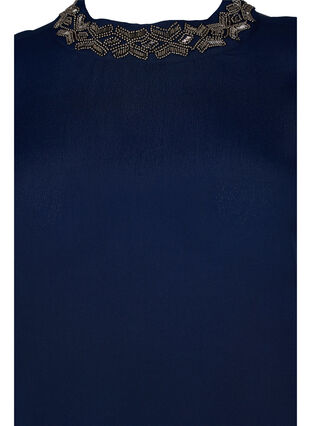 Wiskozowa bluzka z dlugimi rekawami i perlami, Navy Blazer, Packshot image number 2