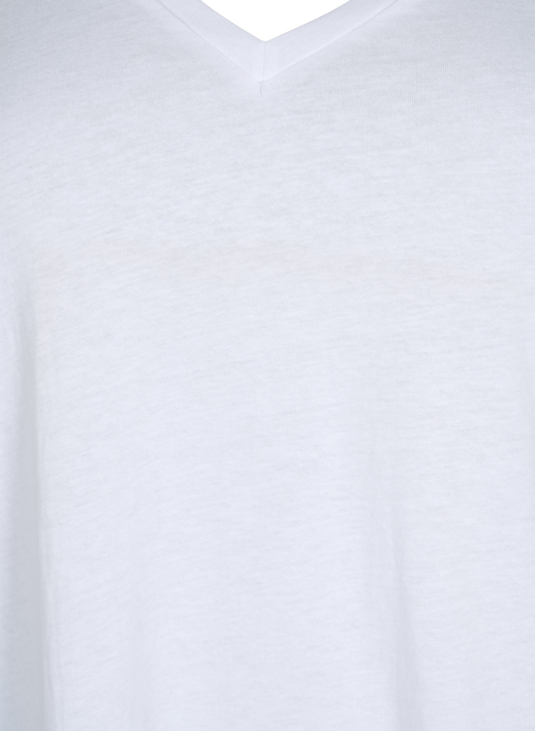 Zizzi 2-pack koszulka z dekoltem w szpic, Bright White / Black, Packshot image number 2