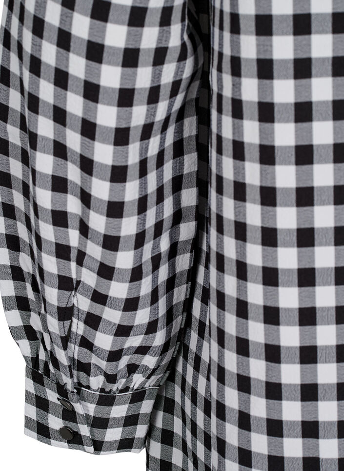 Tunika w krate z dekoltem w szpic, Black/W. Gingham, Packshot image number 3