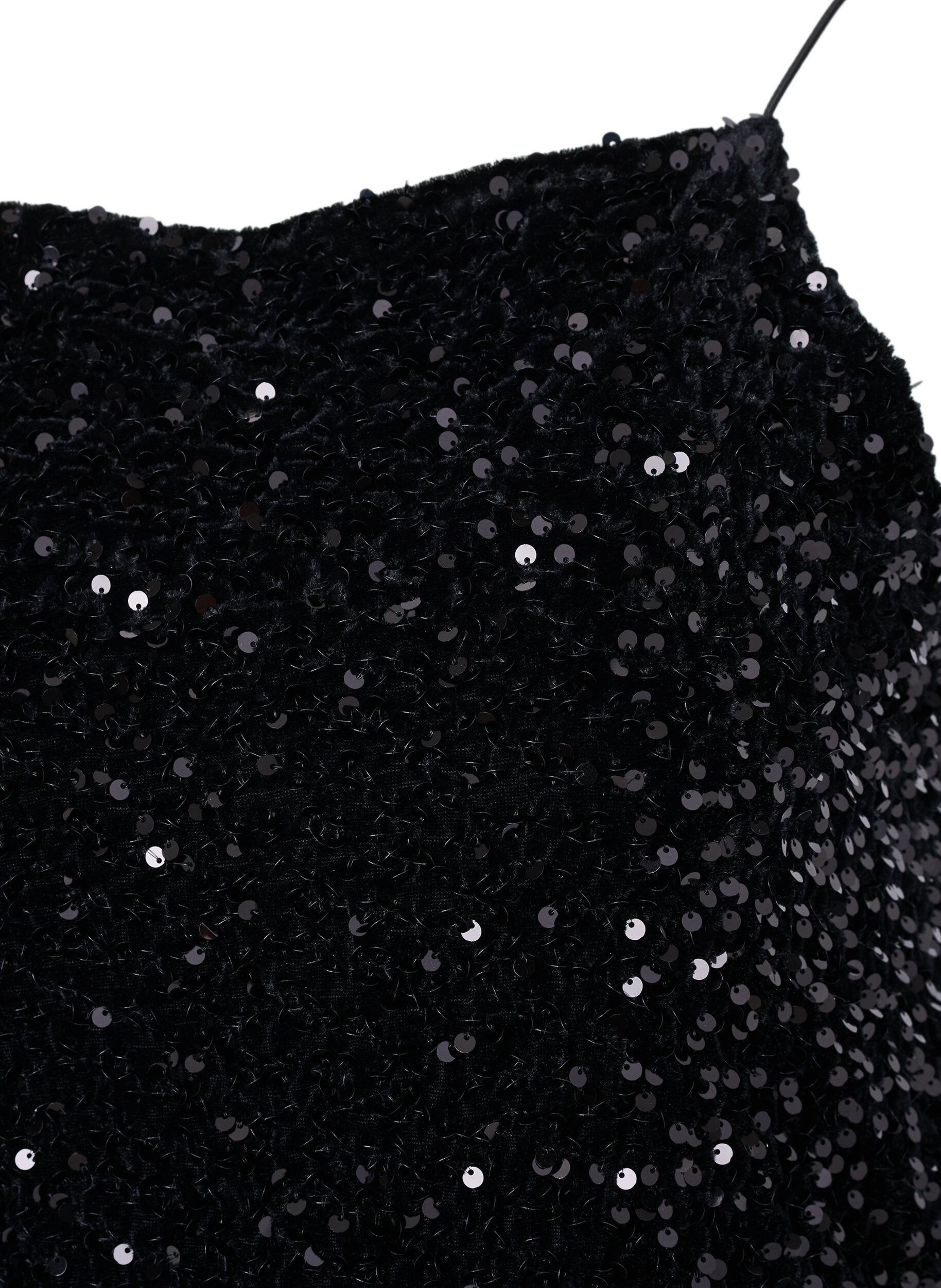 Zizzi Top z cekinami i cienkimi ramiaczkami, Black Sequins, Packshot image number 2