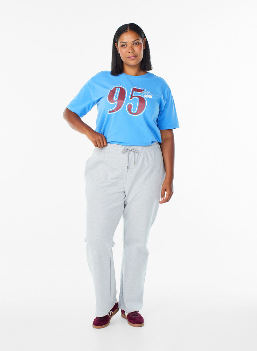 Sportowa koszulka z bawelny organicznej, Niebieskie, Model image number 1