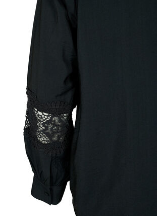 Bluzka z wiskozy z szydelkowanymi detalami, Black, Packshot image number 3