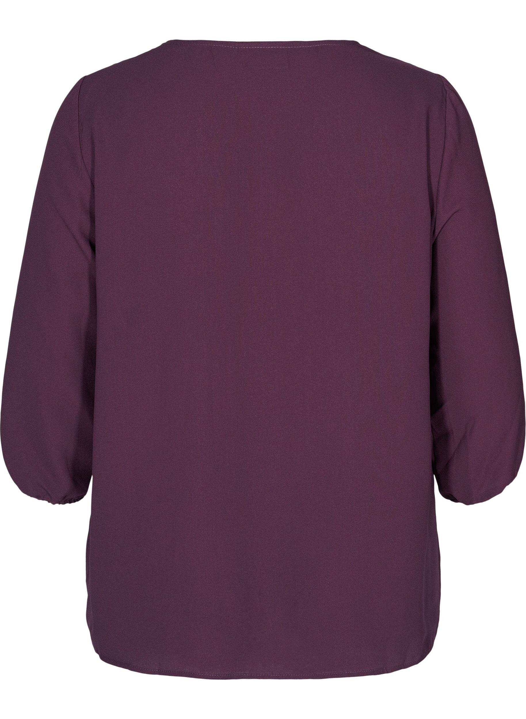 Zizzi Solid-coloured 3/4 sleeve blouse with lace, Plum Perfect, Packshot image number 1