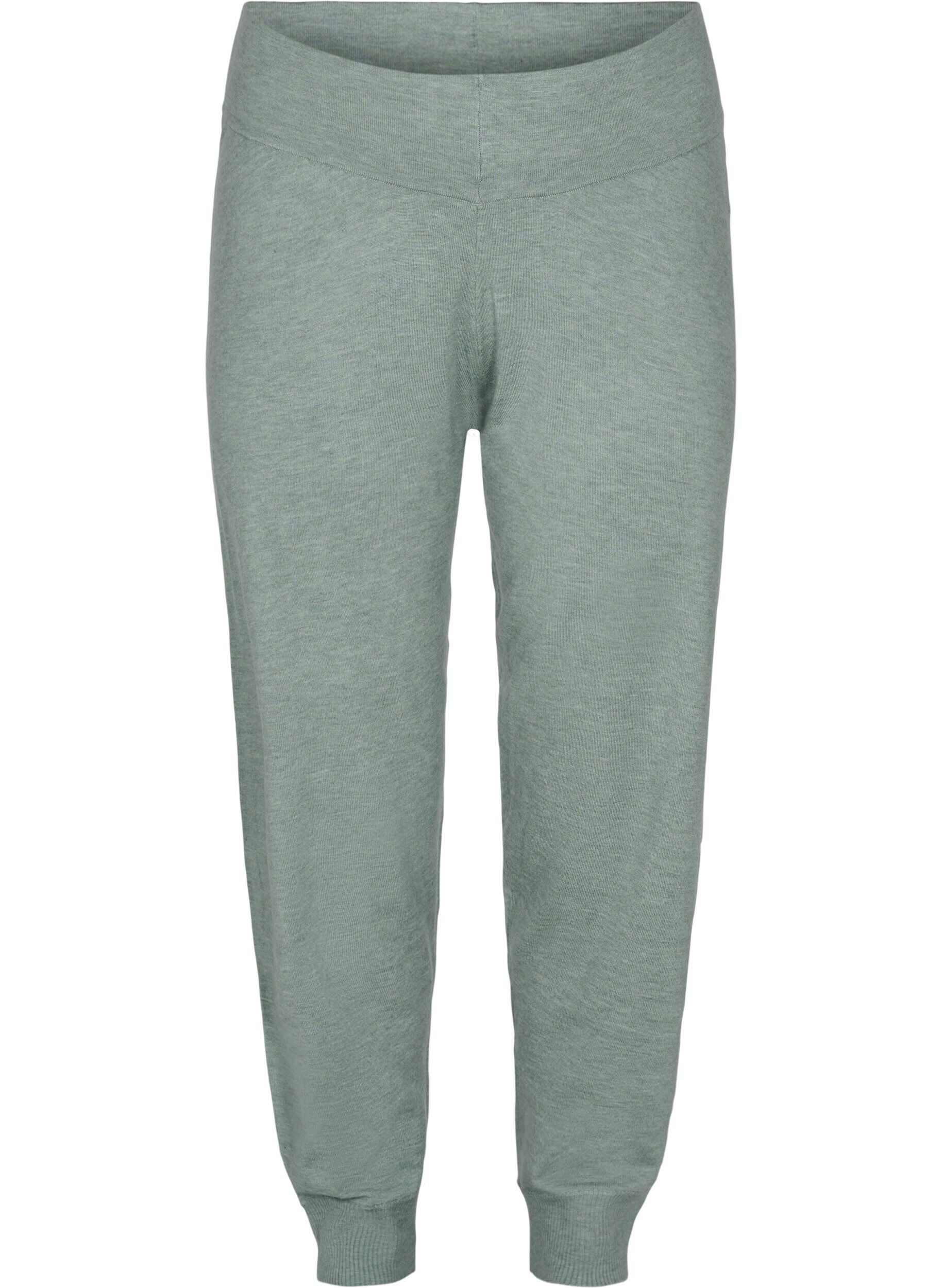 Zizzi Marled knitted trousers a ribbed structure, Chinois Green Mel, Packshot image number 0