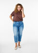 Wywijane jeansy 7/8 ze sciagaczami i wysoka talia, Niebieskie, Model image number 0