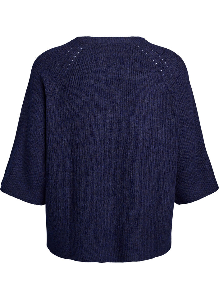 Prazkowany sweter z rekawami 3/4, Niebieskie, Packshot image number 1