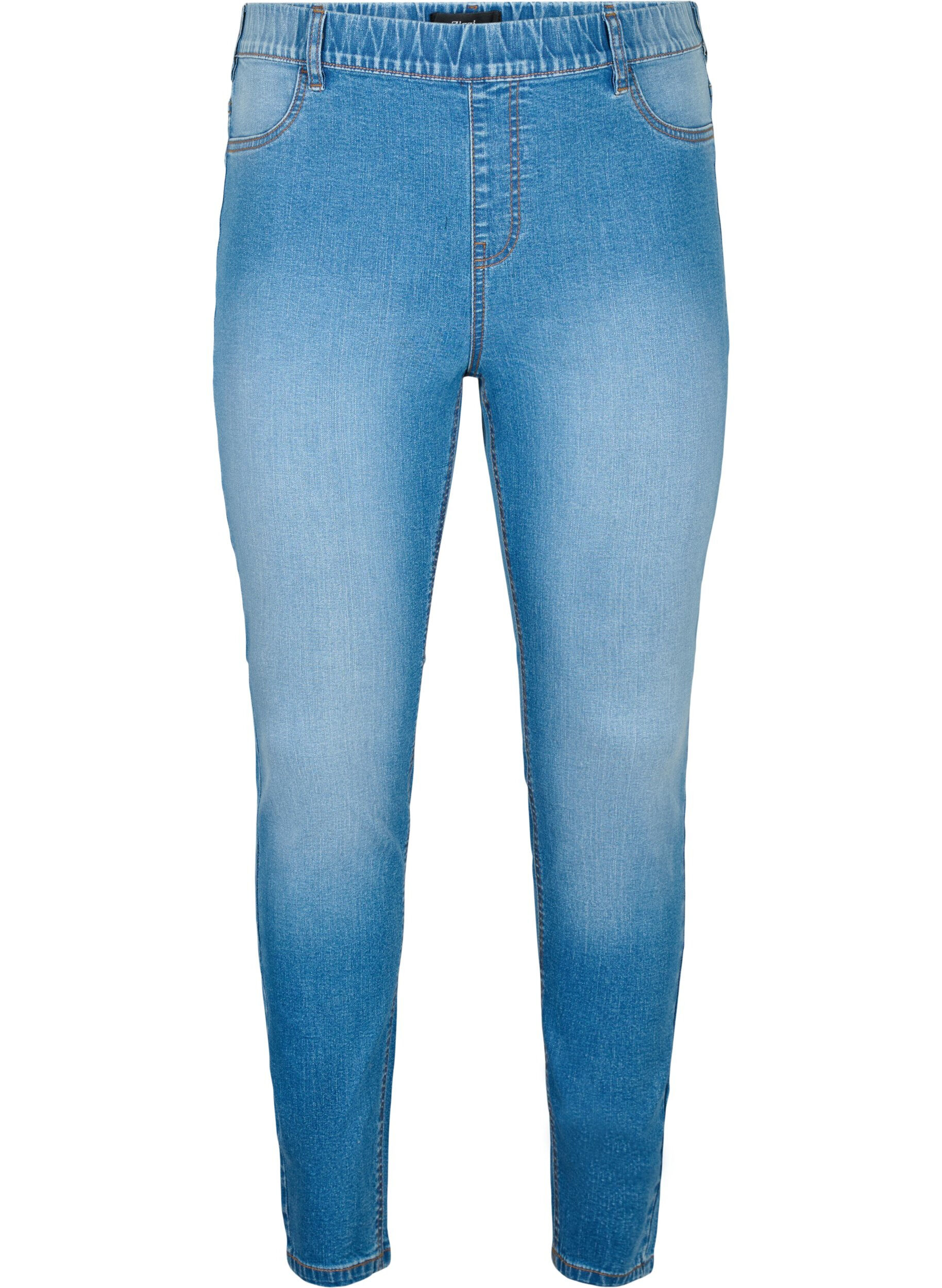 Zizzi Jegginsy z tylnymi kieszeniami, Blue denim, Packshot image number 0