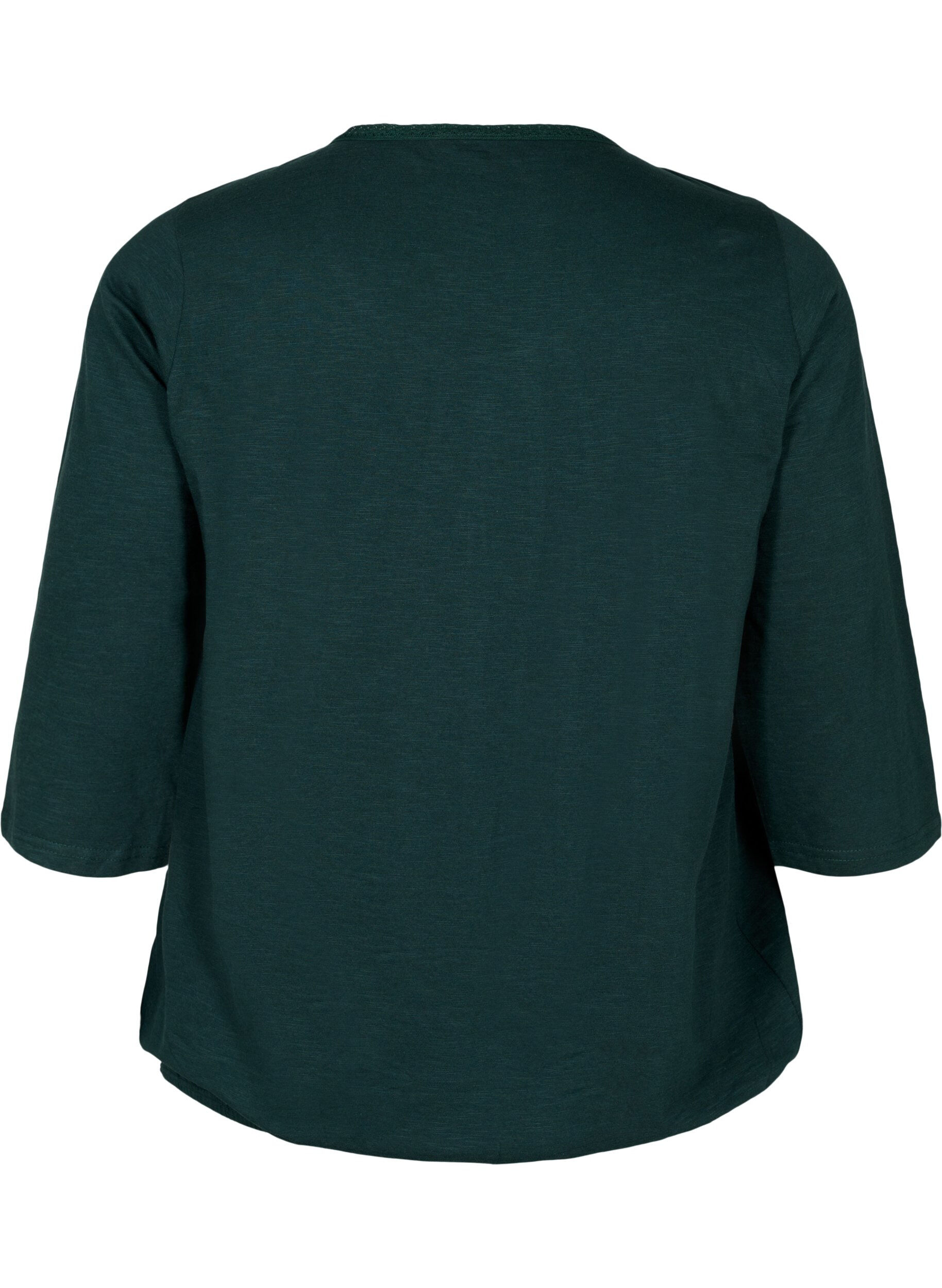 Zizzi Bawelniany top z rekawami 3/4, Scarab, Packshot image number 1