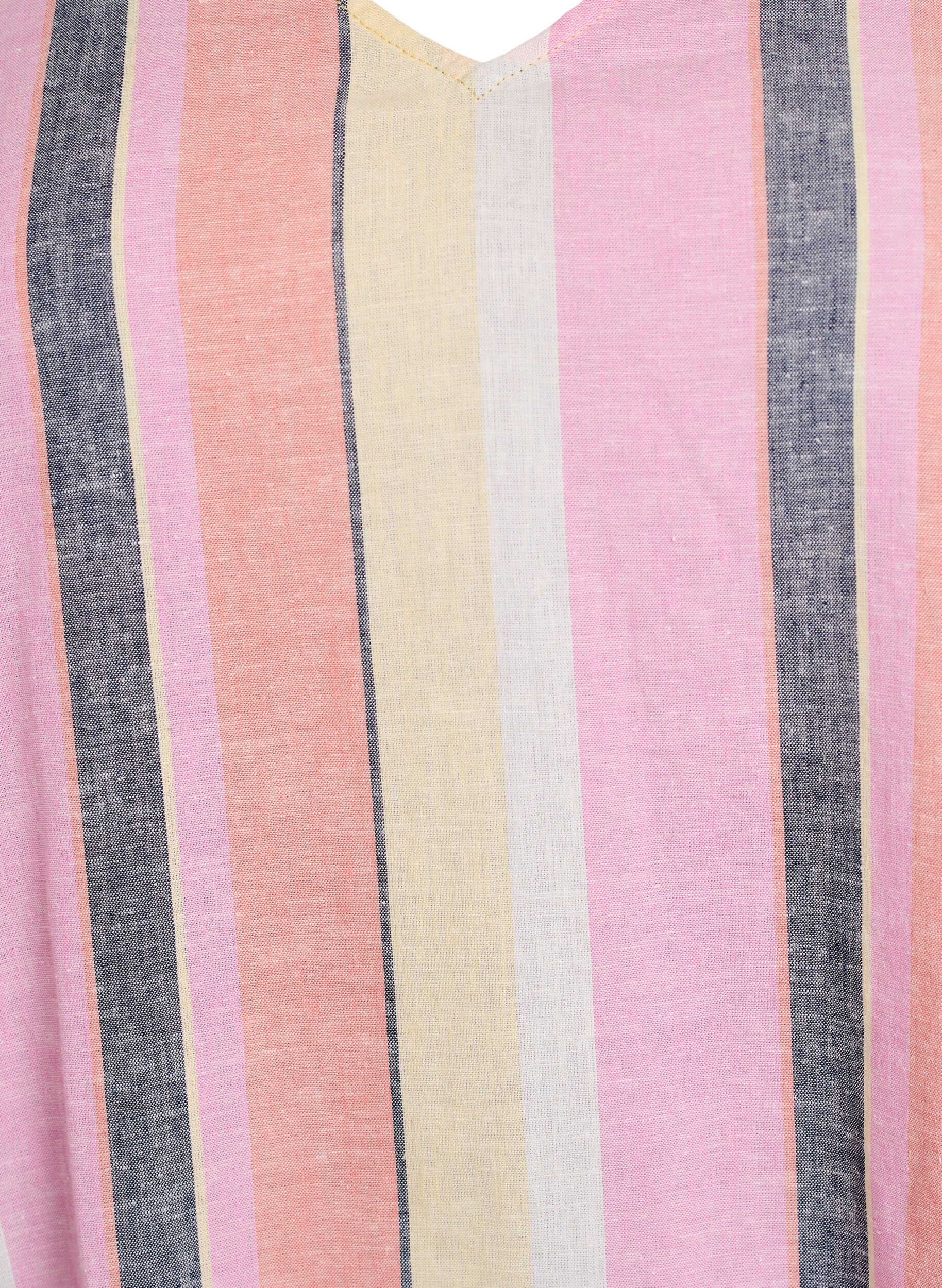 Zizzi Kr&oacute;tka sukienka z lnu i wiskozy z rekawami 3/4, Ż&oacute;łty, Packshot image number 2