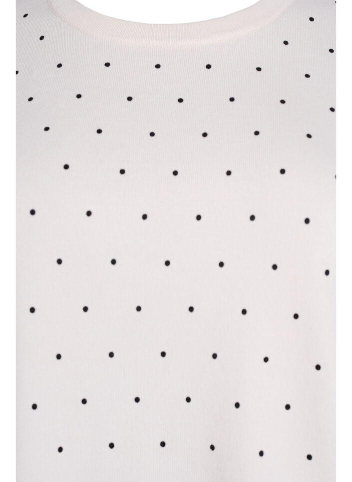 Sweter z kr&oacute;tkim rekawem i wzorem w kropki, Biały, Packshot image number 2
