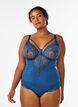 Koronkowe body z fiszbinami i ozdobnymi paseczkami, Niebieskie, Model image number 0