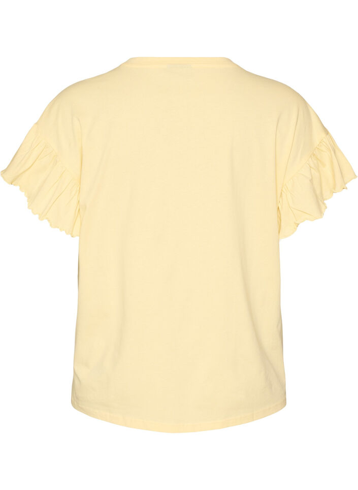 T-shirt z bawelny organicznej z bufiastymi rekawami, Ż&oacute;łty, Packshot image number 1