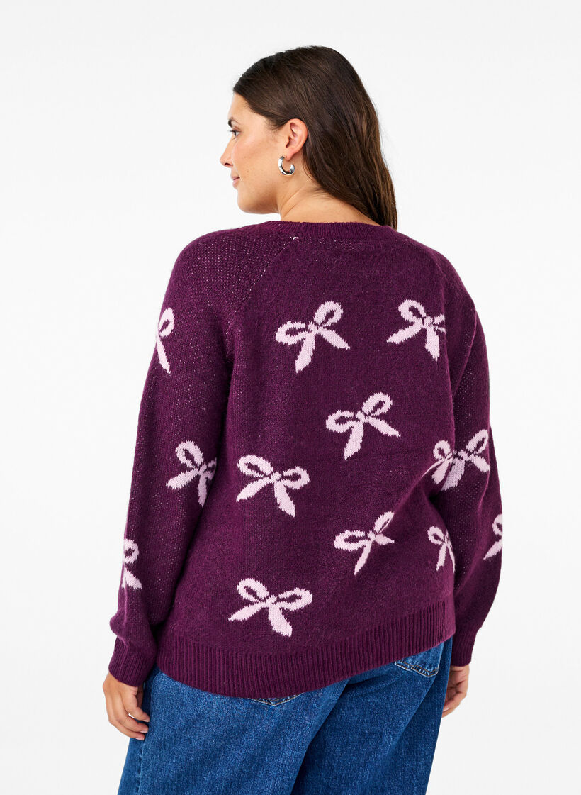 Dzianinowa bluzka z kokardkami, Corsage Mel. Comb, Model image number 1