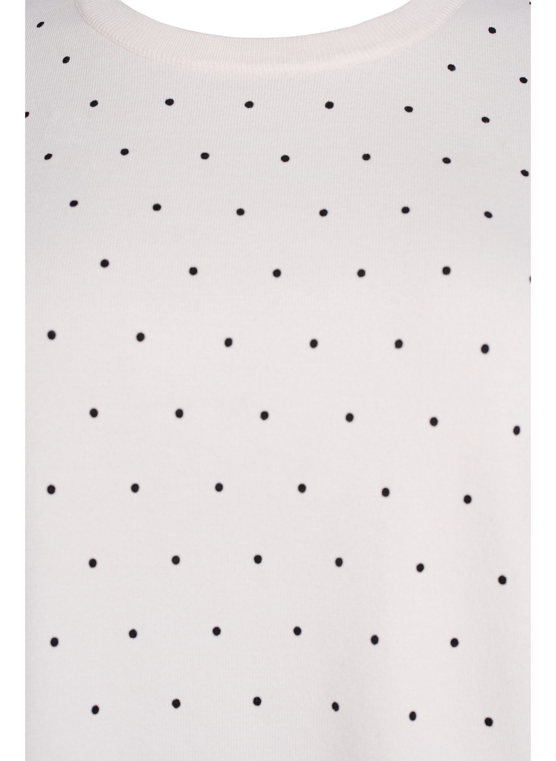 Zizzi Sweter z kr&oacute;tkim rekawem i wzorem w kropki, Biały, Packshot image number 2