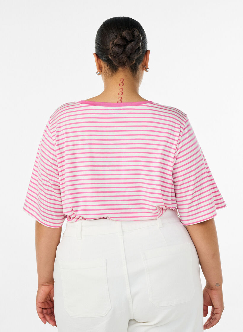 Koszulka z TENCEL&trade; Lyocell i paskami, R&oacute;żowy, Model image number 2