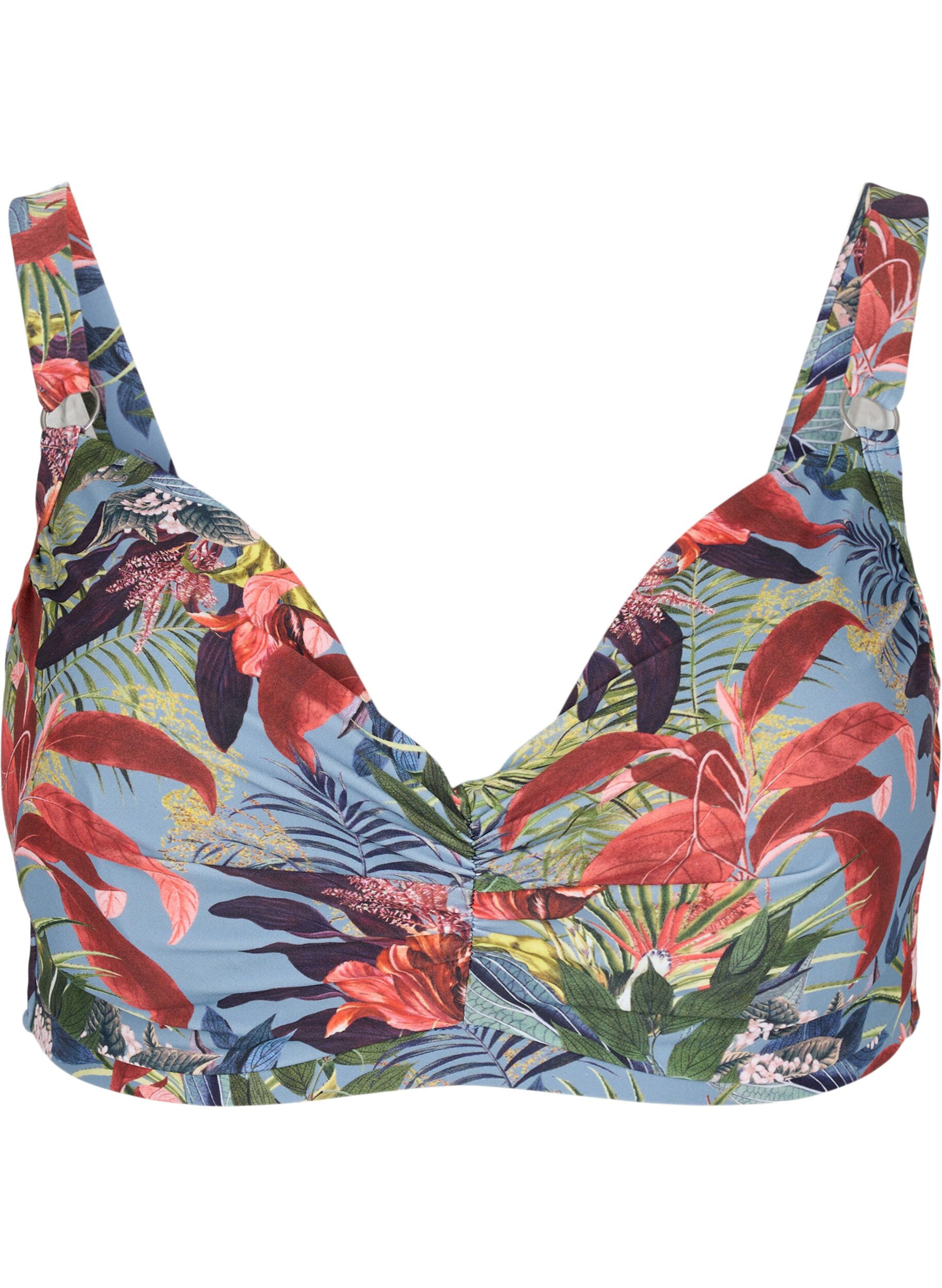 Zizzi Printed bikini top with underwire, Citadel AOP, Packshot image number 0