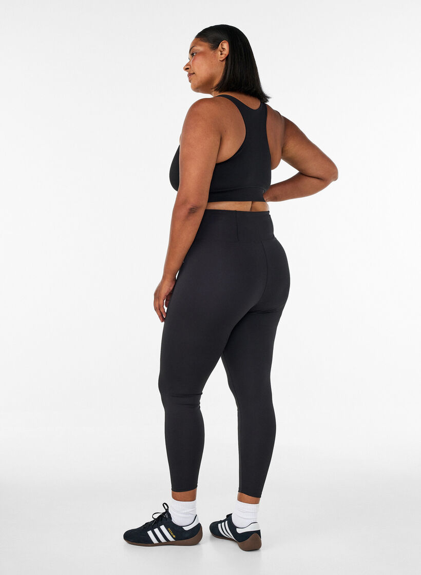 Rajstopy treningowe z wysoka talia i kieszonka w pasie, Czarne, Model image number 1
