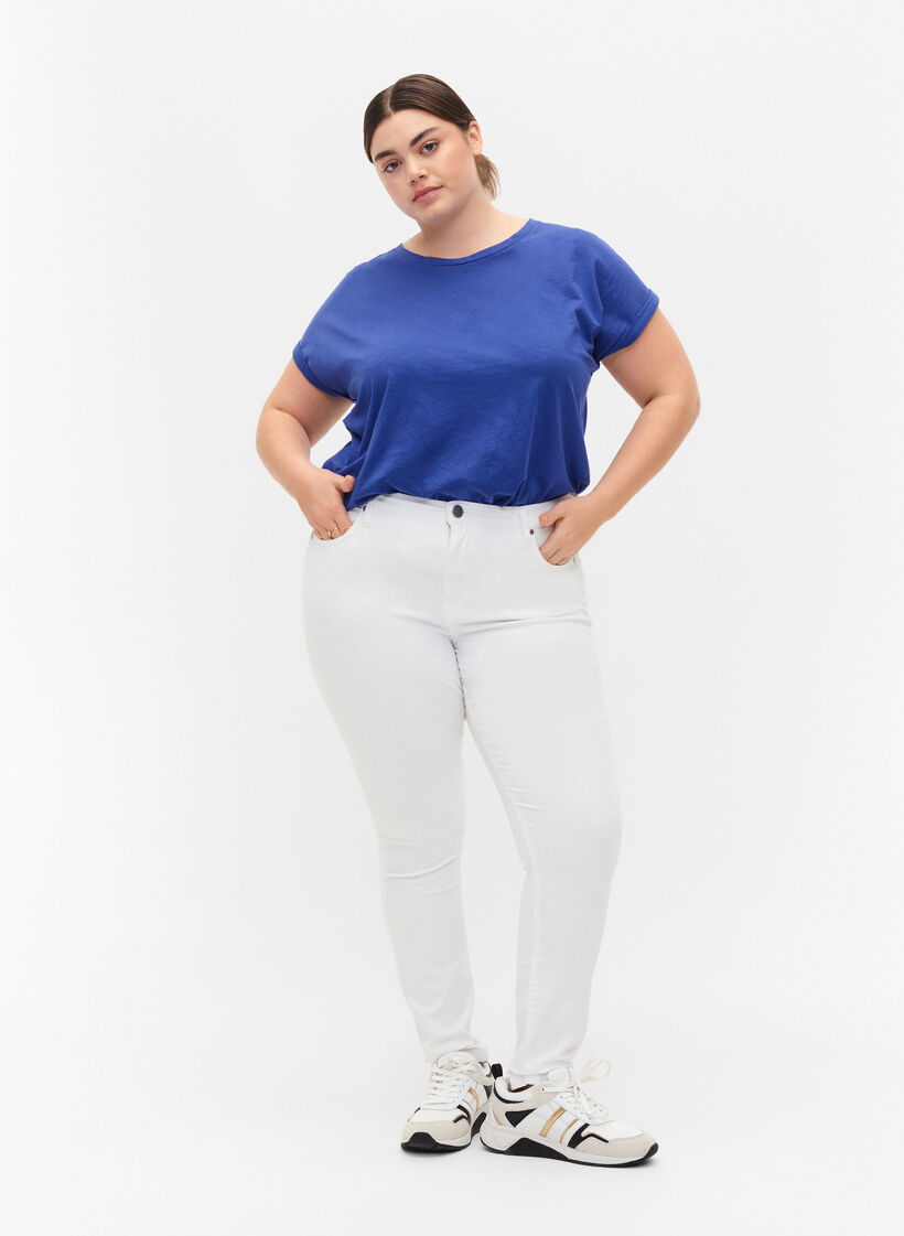 Koszulka z kr&oacute;tkimi rekawami wykonana z mieszanki bawelny, Niebieskie, Model image number 1
