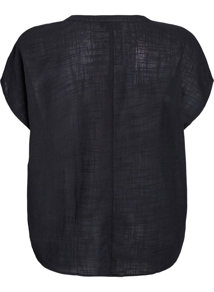 Luzna bluzka z kr&oacute;tkimi kimonowymi rekawami, Czarne, Packshot image number 1