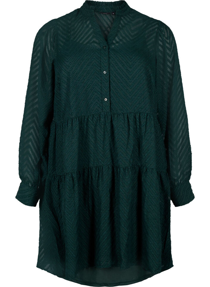 Krótka sukienka z faktura i falbaniastym kolnierzykiem, Scarab, Packshot image number 0