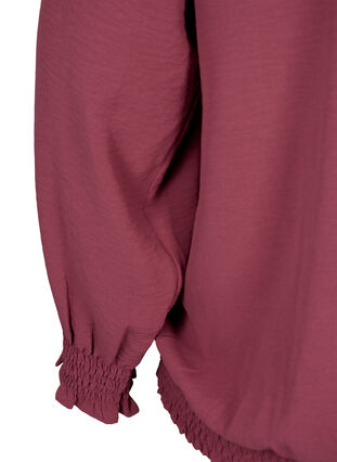 Bluzka z marszczeniem i dlugim rekawem w jednolitym kolorze, Dry Rose, Packshot image number 3