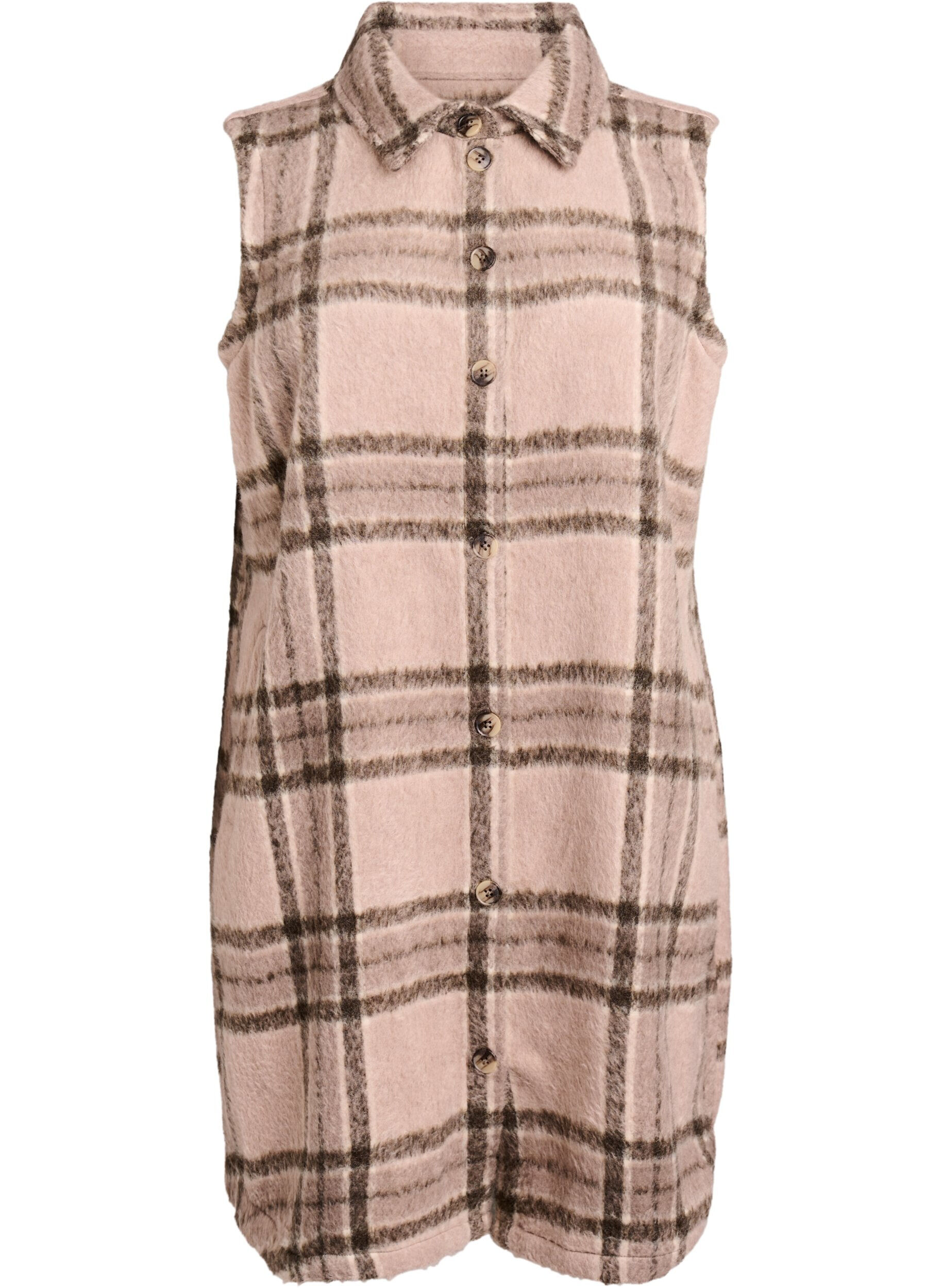 Dluga kraciasta kamizelka z szczotkowanego materialu