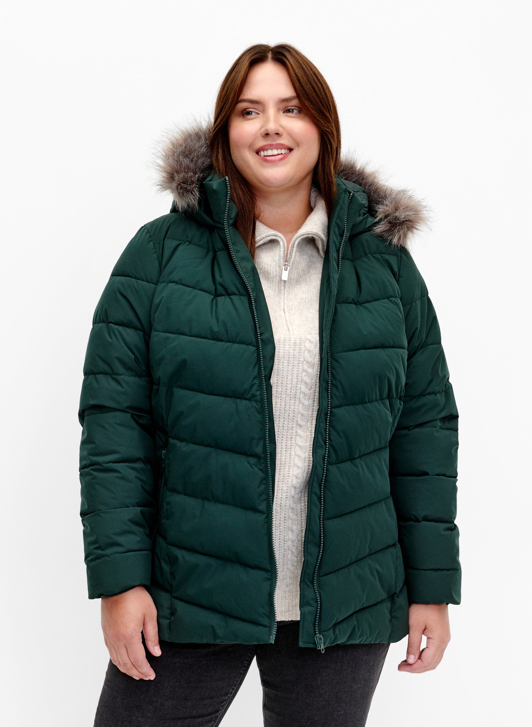 ZizziKr&oacute;tka kurtka puchowa z kapturem, Zielony, Model image number 0