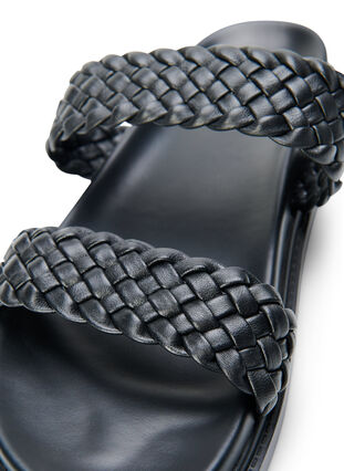 Szerokie sandaly ze skóry, Black, Packshot image number 2
