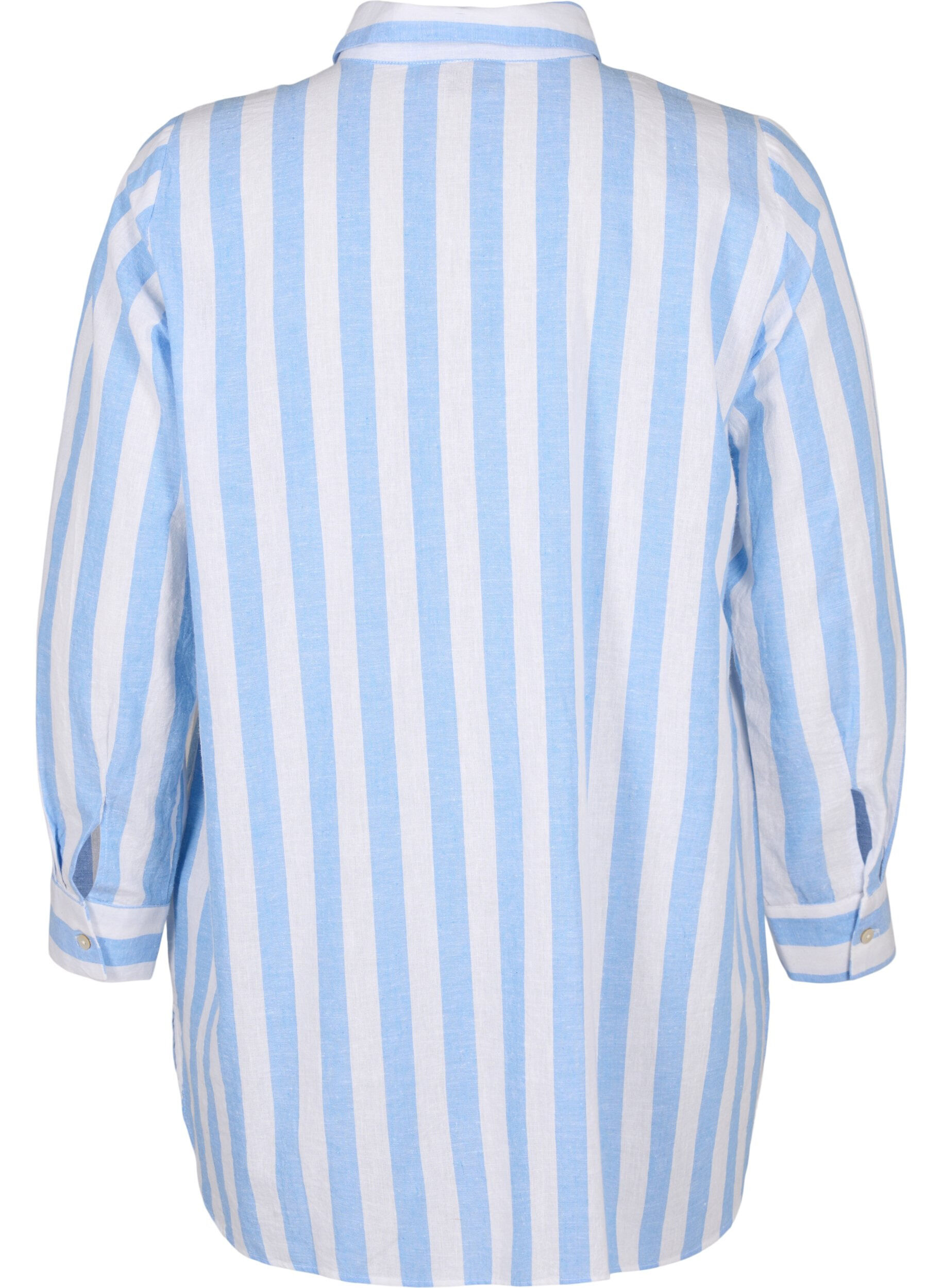 Zizzi Koszula o przedluzonym kroju wykonana z lnu i bawelny, Blue White Stripe, Packshot image number 1