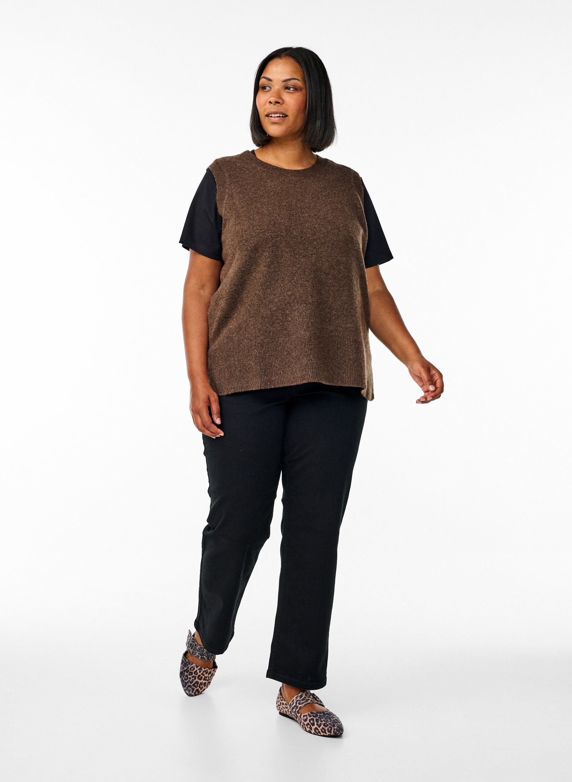 Zizzi Dzianinowy bezrekawnik ze sciagaczem na brzegach, Zielony, Model image number 1