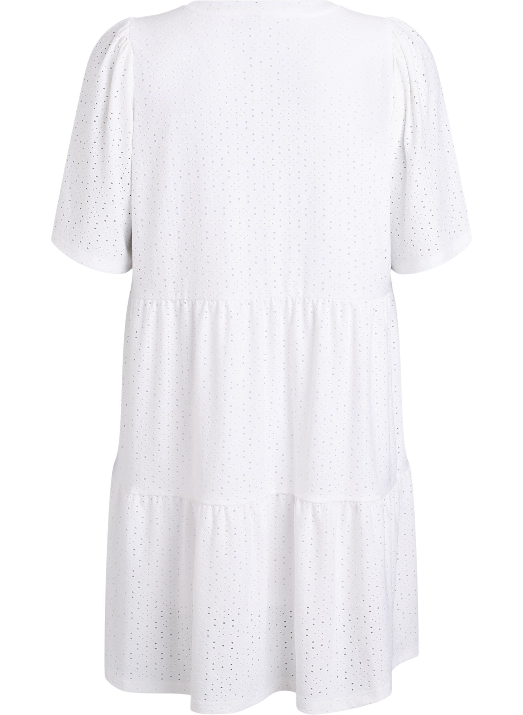 ZizziKr&oacute;tka sukienka z koronkowym motywem i kaskadowa sp&oacute;dnica, Biały, Packshot image number 1