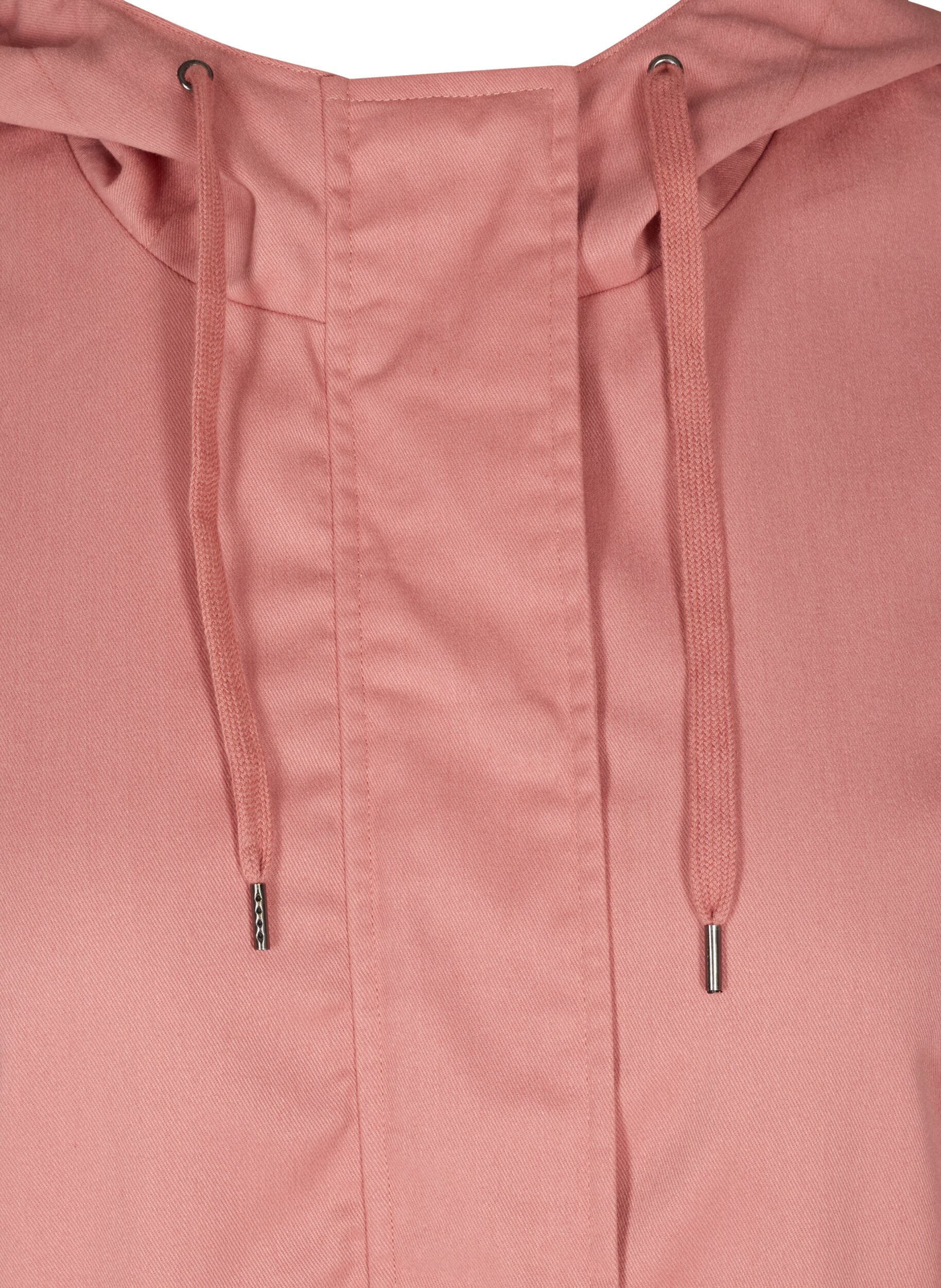 Zizzi Short jacket with a hood and pockets, Ash Rose, Packshot image number 2