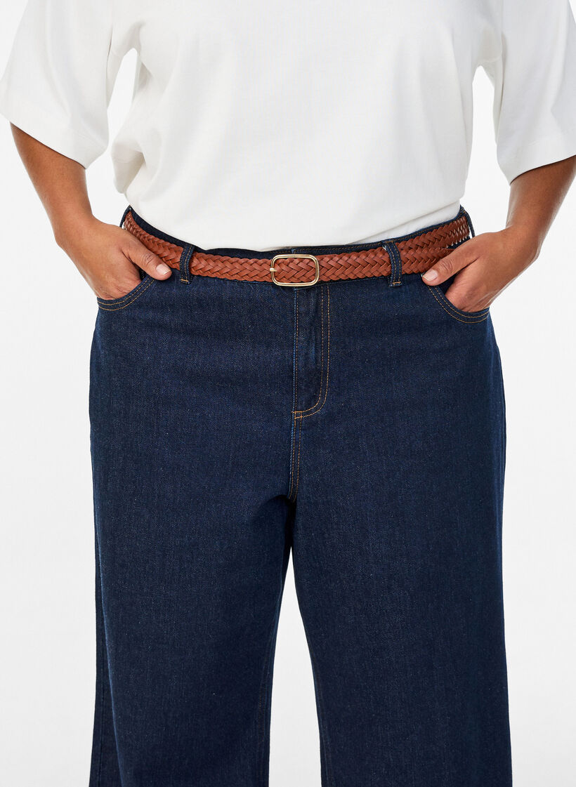 Splotany pasek ze sztucznej sk&oacute;ry, Brązowy, Model image number 0