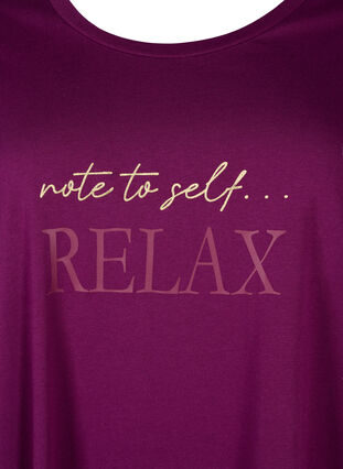 Koszula nocna z krótkim rekawem, wykonana z bawelny organicznej, Dark Purple Relax, Packshot image number 2