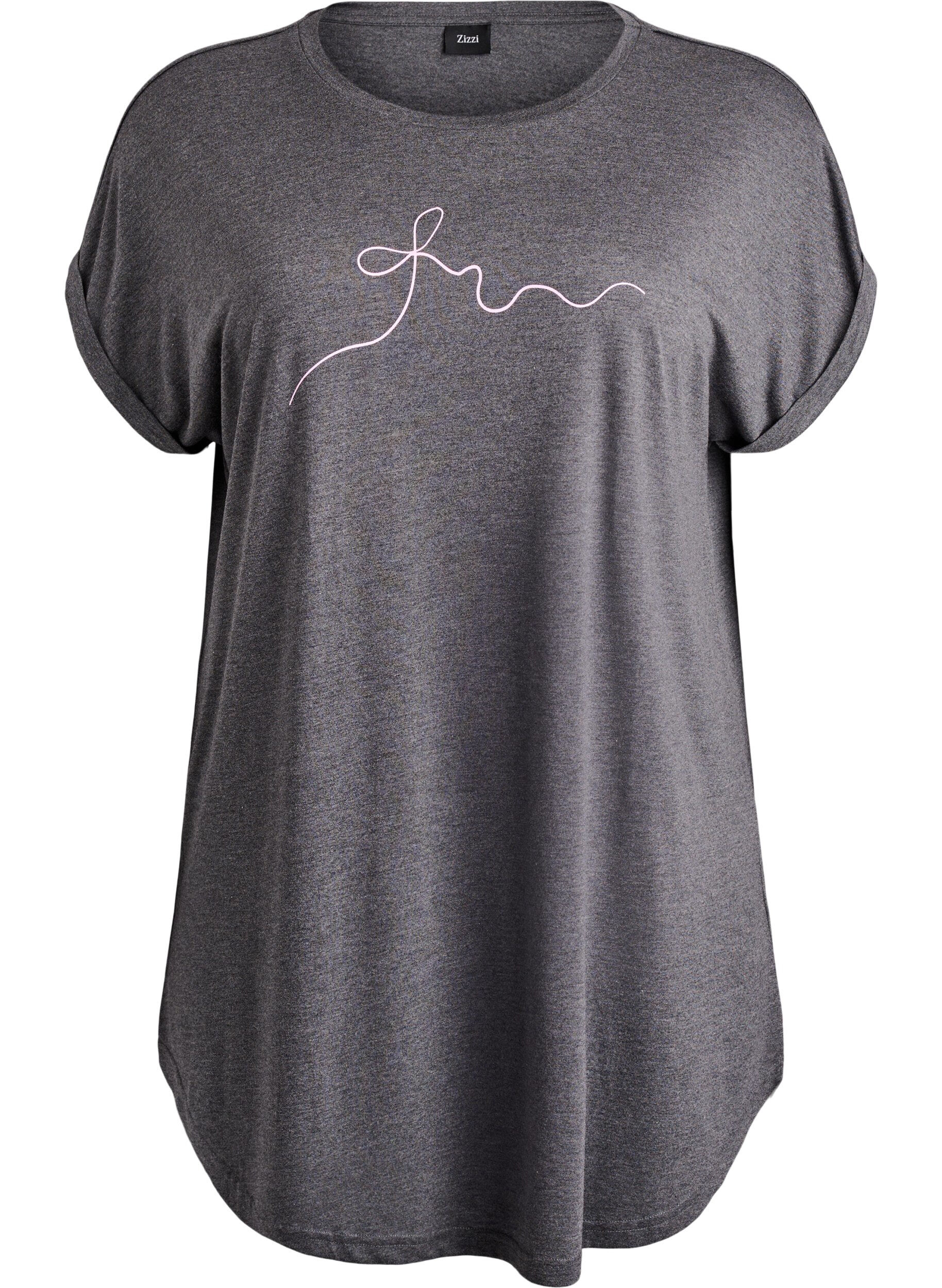 Koszula nocna z kr&oacute;tkim rekawem i nadrukiem tekstowym