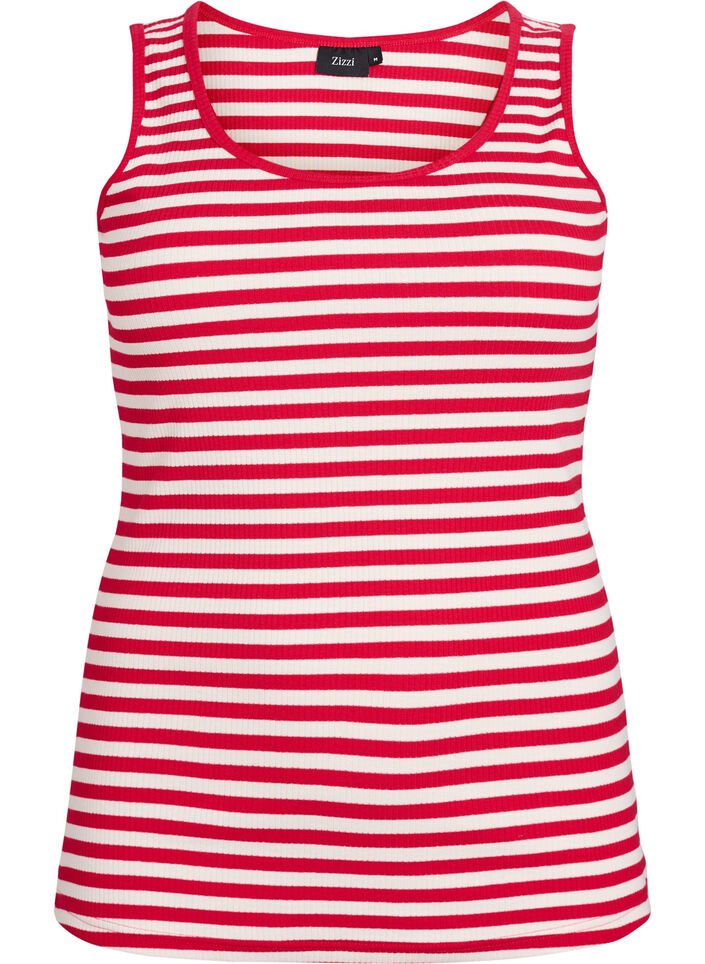 Tank top w paski o prazkowanej strukturze, Czerwony, Packshot image number 0